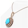 Image 3 : 8.97 ctw Turquoise & Diamond Victorian Necklace 14K Rose Gold - REF-245W5H