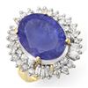 Image 1 : 12.75 ctw Tanzanite & Diamond Ring 14k Yellow Gold - REF-455G6W