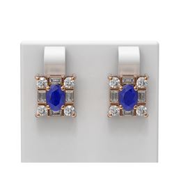 3.83 ctw Sapphire & Diamond Earrings 18K Rose Gold - REF-178N2F