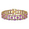 Image 1 : 12.7 ctw Amethyst & Diamond Row Bracelet 10K Yellow Gold - REF-209H3R