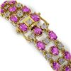 Image 3 : 12.7 ctw Amethyst & Diamond Row Bracelet 10K Yellow Gold - REF-209H3R