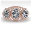 Image 1 : 2 ctw Past Present Future Oval Cut Diamond Ring Art Deco 18k Rose Gold - REF-421F8M