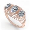 Image 2 : 2 ctw Past Present Future Oval Cut Diamond Ring Art Deco 18k Rose Gold - REF-421F8M