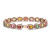 Image 2 : 14.25 ctw Multi Color Sapphire & Diamond Micro Pave Bracelet 10k Rose Gold - REF-304N5F