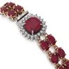 Image 2 : 19.85 ctw Ruby & Diamond Bracelet 14K Rose Gold - REF-245K5Y