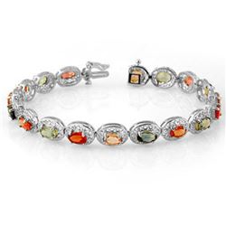 12.90 ctw Multi-color Sapphire Bracelet 18k White Gold - REF-154F2M