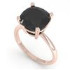 Image 2 : 6.0 ctw Cushion Black Diamond Engagment Designer Ring 18k Rose Gold - REF-133X8A