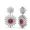 Image 2 : 6.8 ctw Ruby & Diamond Earrings 18K White Gold - REF-327X3A