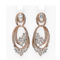 4.33 ctw Diamond Earrings 18K Rose Gold - REF-490X9A