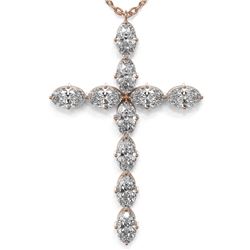 2 ctw Oval Diamond Designer Cross Necklace 18K Rose Gold - REF-228G2W