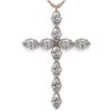 Image 1 : 2 ctw Oval Diamond Designer Cross Necklace 18K Rose Gold - REF-228G2W