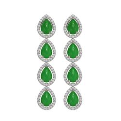 6.20 ctw Jade & Diamond Micro Pave Halo Earrings 10k White Gold - REF-158R2K