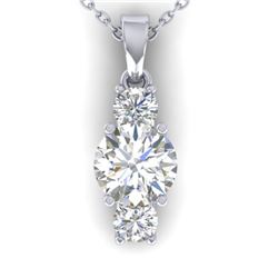 1.5 ctw Certified VS/SI Diamond Art Deco Stud Necklace 14k White Gold - REF-373R9K