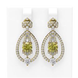 4.65 ctw Fancy Yellow Diamond Earrings 18K Yellow Gold - REF-734A9N