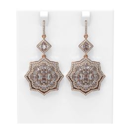 15.46 ctw Morganite & Diamond Earrings 18K Rose Gold - REF-400Y2X