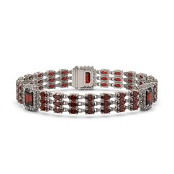 23.08 ctw Garnet & Diamond Bracelet 14K White Gold - REF-327A3N