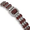 Image 3 : 23.08 ctw Garnet & Diamond Bracelet 14K White Gold - REF-327A3N