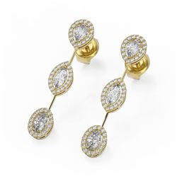 2.37 ctw Mix Cut Diamonds Designer Earrings 18K Yellow Gold - REF-304X2A
