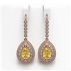 Image 1 : 8.15 ctw Canary Citrine & Diamond Victorian Earrings 14K Rose Gold - REF-244M8G