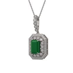 7.18 ctw Certified Emerald & Diamond Victorian Necklace 14K White Gold - REF-172M8G