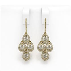 3.61 ctw Pear Cut Diamond Micro Pave Earrings 18K Yellow Gold - REF-306F5M