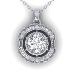 1.02 ctw Certified VS/SI Diamond Art Deco Necklace 14k White Gold - REF-177W3H