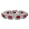 Image 1 : 61.92 ctw Certified Ruby & Diamond Victorian Bracelet 14K White Gold - REF-1288H4R