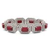 Image 2 : 61.92 ctw Certified Ruby & Diamond Victorian Bracelet 14K White Gold - REF-1288H4R