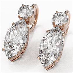 2.5 ctw Marquise Cut Diamond Designer Earrings 18K Rose Gold - REF-598F5M