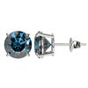 Image 2 : 3.15 ctw Certified Intense Blue Diamond Stud Earrings 10k White Gold - REF-355K9Y