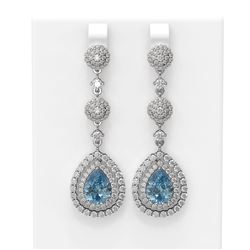 9.68 ctw Aquamarine & Diamond Earrings 18K White Gold - REF-509A3N