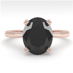 5.0 ctw Oval Black Diamond Engagment Designer Ring 14k Rose Gold - REF-133A5N