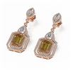 Image 3 : 13.85 ctw Canary Citrine & Diamond Earrings 18K Rose Gold - REF-776F9M