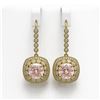 Image 1 : 11.6 ctw Morganite & Diamond Victorian Earrings 14K Yellow Gold - REF-393X3A