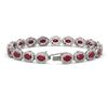 Image 2 : 15.2 ctw Ruby & Diamond Micro Pave Halo Bracelet 10k White Gold - REF-300R2K