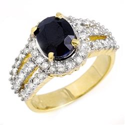 4.70 ctw Blue Sapphire & Diamond Ring 14k Yellow Gold - REF-140H9R