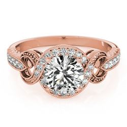 0.8 ctw Certified VS/SI Diamond Halo Ring 18k Rose Gold - REF-94R2K