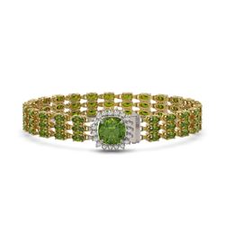 28.56 ctw Tourmaline & Diamond Bracelet 14K Yellow Gold - REF-404F8M