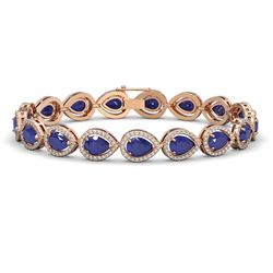 21.69 ctw Sapphire & Diamond Micro Pave Halo Bracelet 10k Rose Gold - REF-315N5F