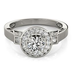 1.5 ctw Certified VS/SI Diamond Halo Ring 18k White Gold - REF-295R9K