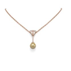 1.5 ctw Diamond & Pearl Necklace 18K Rose Gold - REF-160F9M