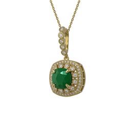 6.58 ctw Certified Emerald & Diamond Victorian Necklace 14K Yellow Gold - REF-209G3W