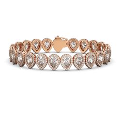 18.55 ctw Pear Cut Diamond Micro Pave Bracelet 18K Rose Gold - REF-2549W2H