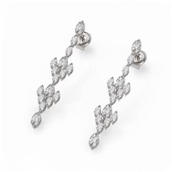 5.28 ctw Oval & Marquise Diamond Earrings 18K White Gold - REF-613A3N