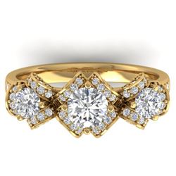 2 ctw VS/SI Diamond Art Deco 3 Stone Ring 14k Yellow Gold - REF-200K5Y