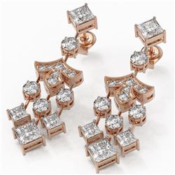 5.5 ctw Princess Cut Diamond Designer Earrings 18K Rose Gold - REF-722H4R