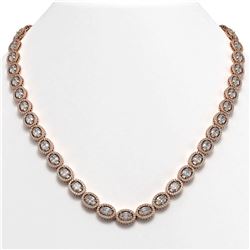 34.96 ctw Oval Cut Diamond Micro Pave Necklace 18K Rose Gold - REF-4831X4A