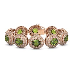 44.22 ctw Tourmaline & Diamond Victorian Bracelet 14K Rose Gold - REF-1342N4F