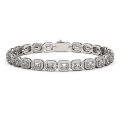 10.39 ctw Emerald Cut Diamond Micro Pave Bracelet 18K White Gold - REF-1222N3F