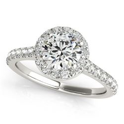 1.4 ctw Certified VS/SI Diamond Halo Ring 18k White Gold - REF-294M5G